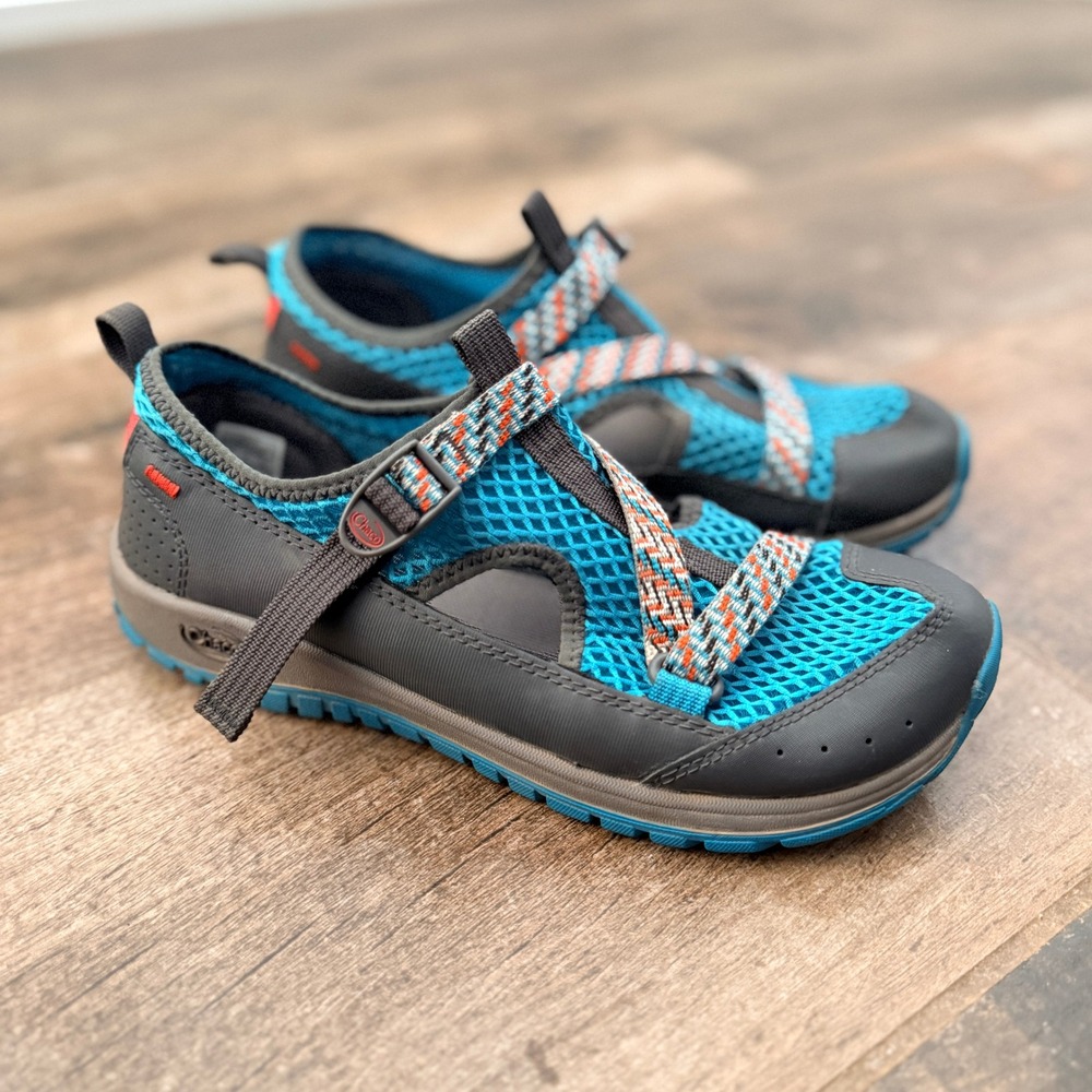 Chaco‎ Kids Odyssey Strappy Mesh Sandals, Teal Gray, 5